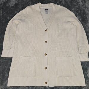 Duluth Trading Co Long Waffle Knit Fisherman’s Cardigan Sweater Women’s 2XL